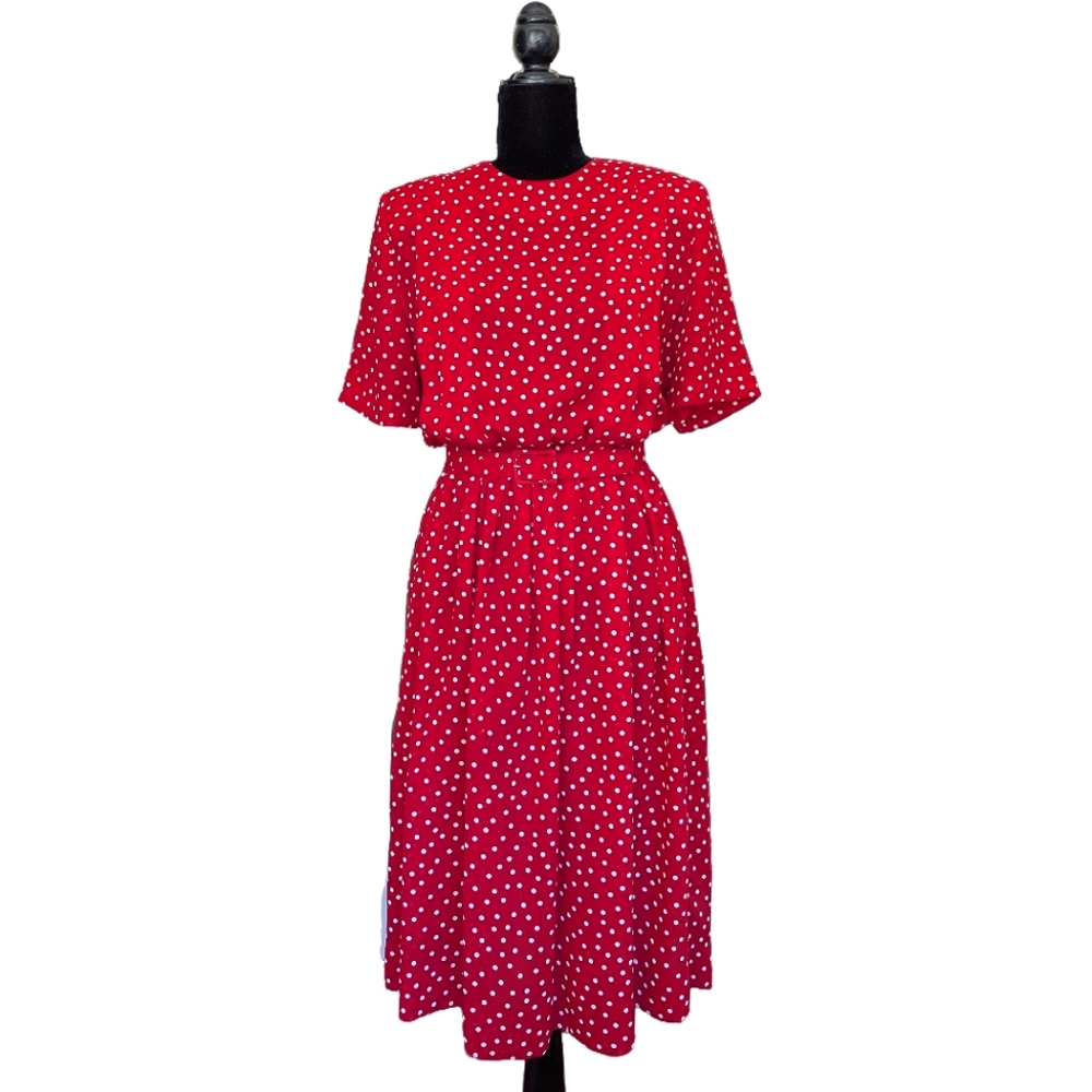 Vintage 80s Polka Dot Dress ❤️🤍